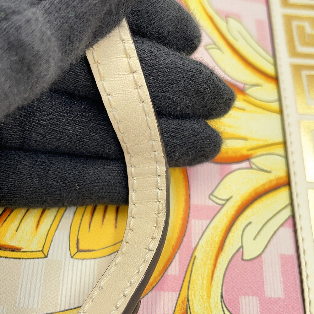 FENDI Fendace Sunshine Shopper White/Yellow8BS051 Leather Size Mini