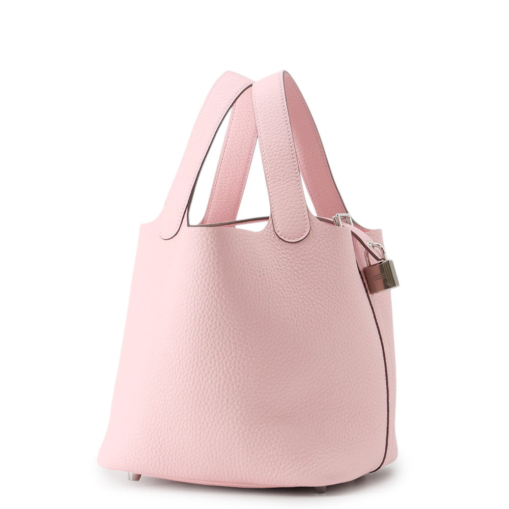 HERMES Picotin Padlock Rose Sakura Taurillon Clemence Size PM