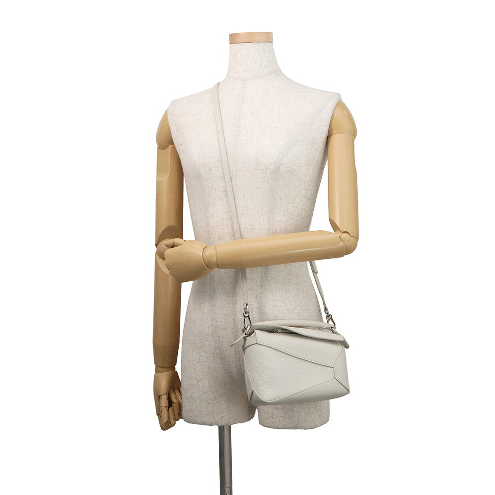 LOEWE Puzzle Mini 2WAY Bag WhiteA510P88X16 Calf Leather Size Mini