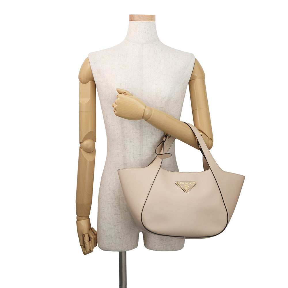PRADA Tote Bag Beige1BG483 Leather Size Medium