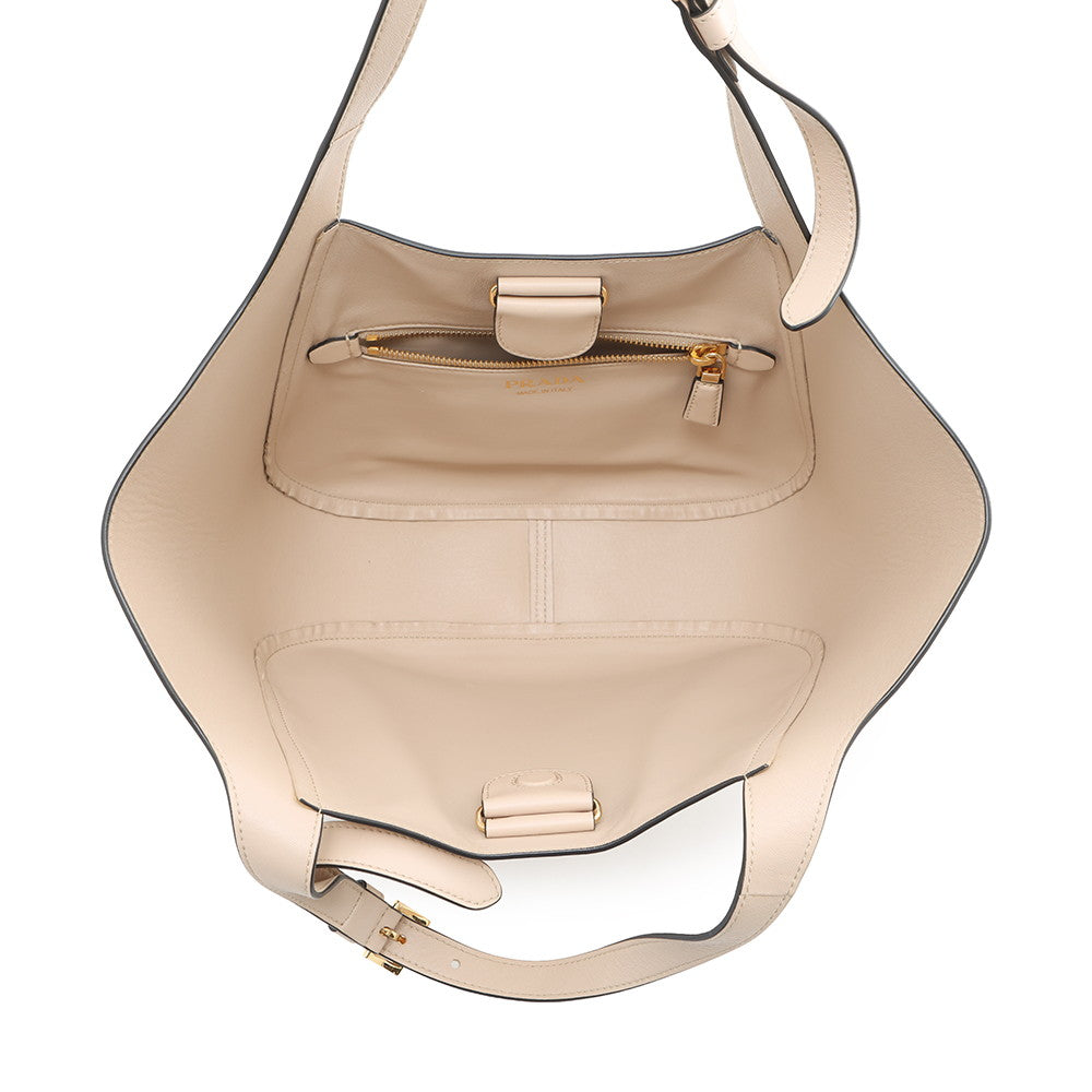 PRADA Tote Bag Beige1BG483 Leather Size Medium
