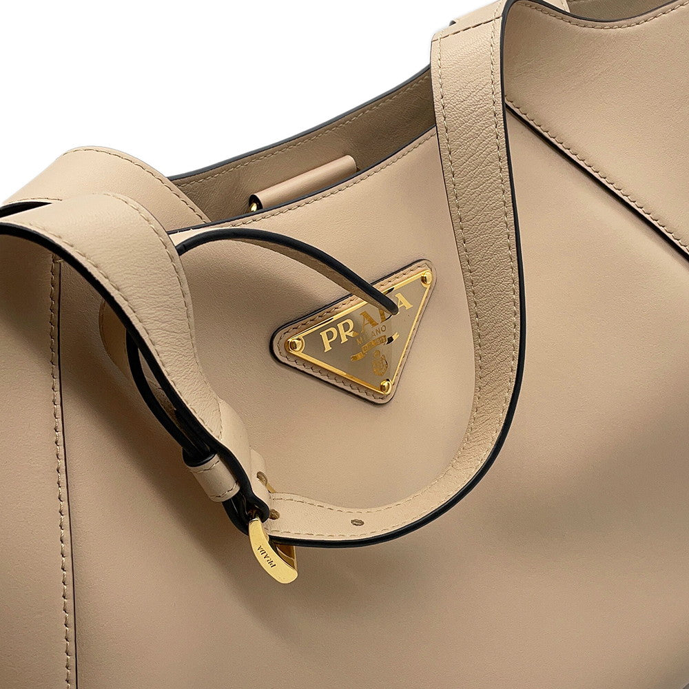PRADA Tote Bag Beige1BG483 Leather Size Medium