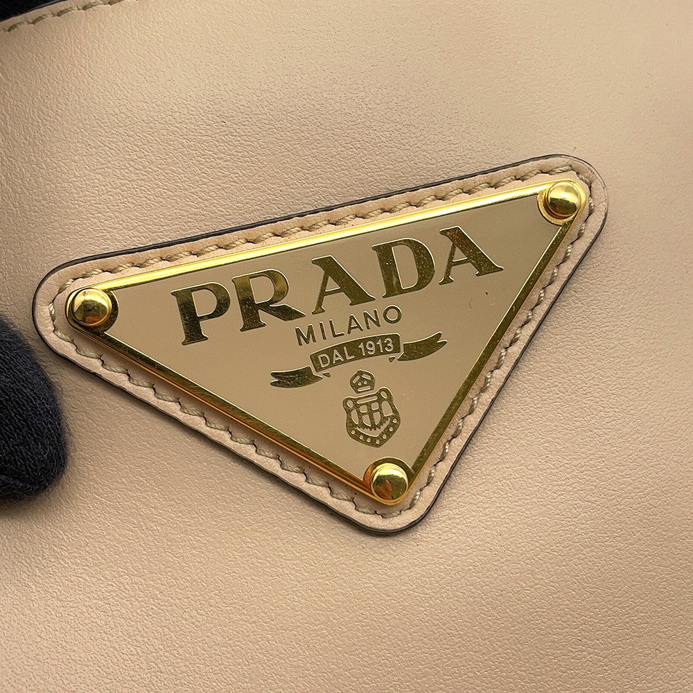 PRADA Tote Bag Beige1BG483 Leather Size Medium