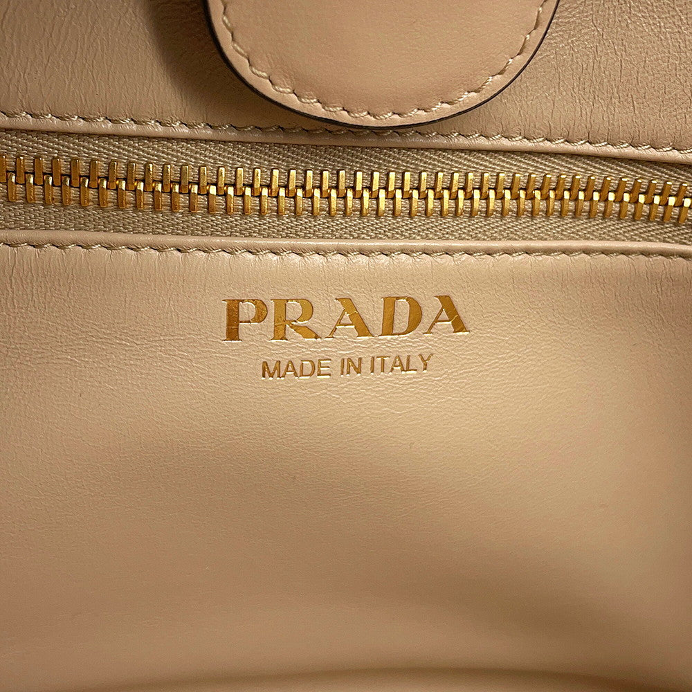 PRADA Tote Bag Beige1BG483 Leather Size Medium