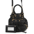 BALENCIAGA giant mini pom pom Black285439 Leather