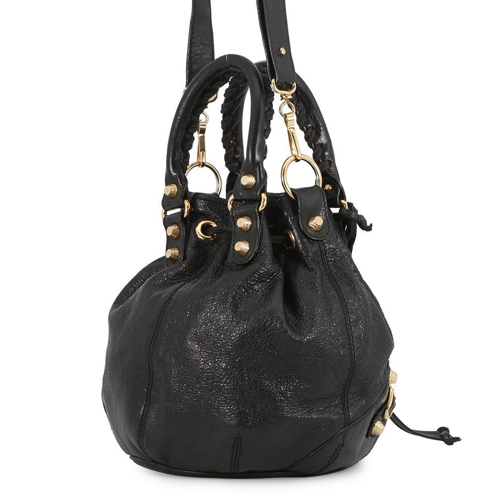 BALENCIAGA giant mini pom pom Black285439 Leather
