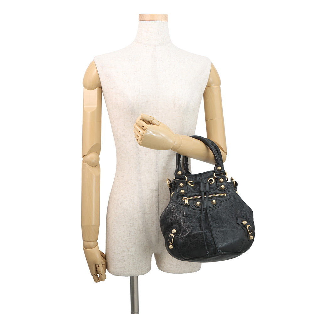 BALENCIAGA giant mini pom pom Black285439 Leather