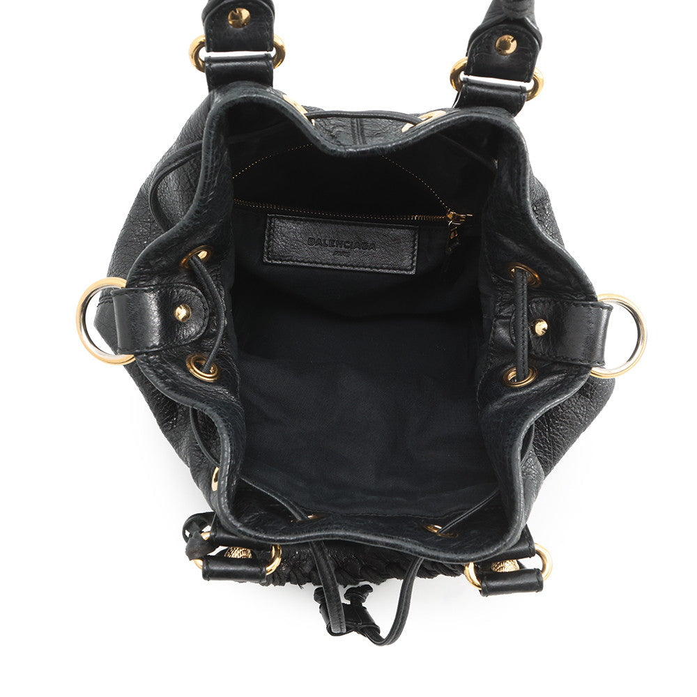 BALENCIAGA giant mini pom pom Black285439 Leather