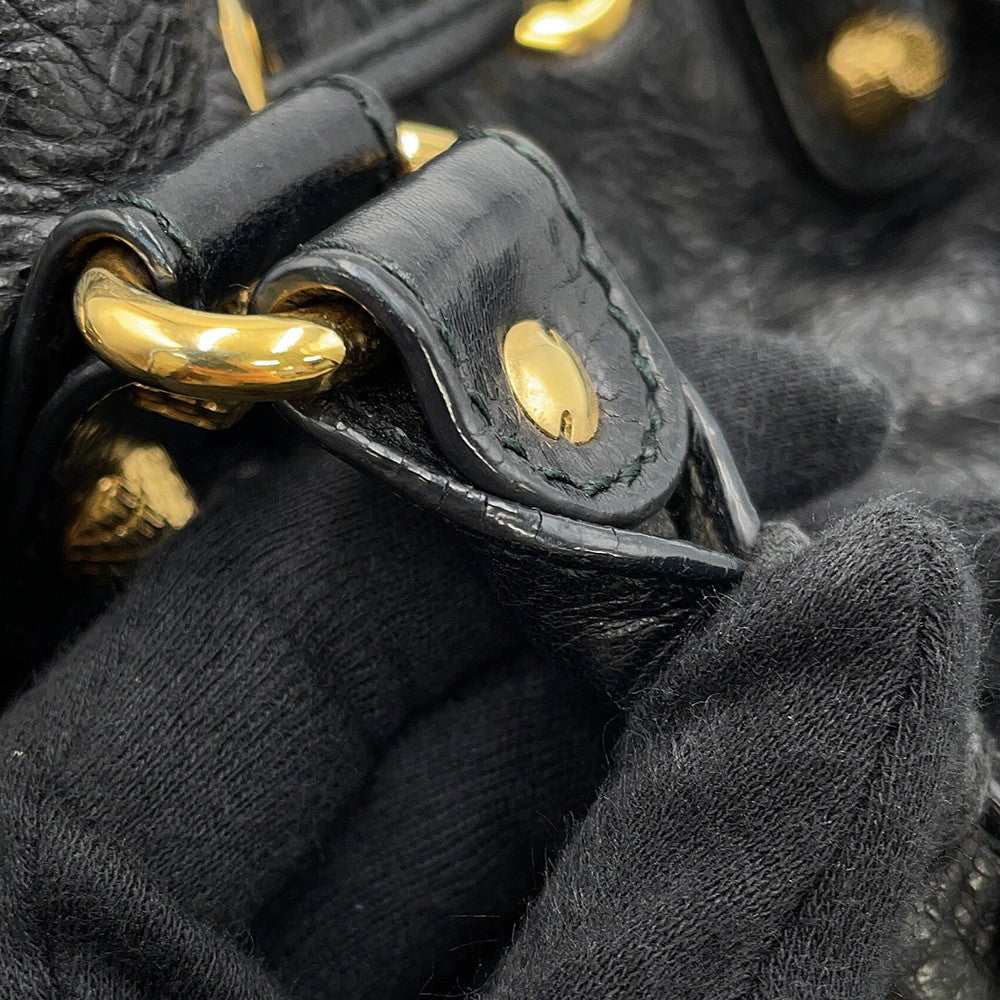 BALENCIAGA giant mini pom pom Black285439 Leather