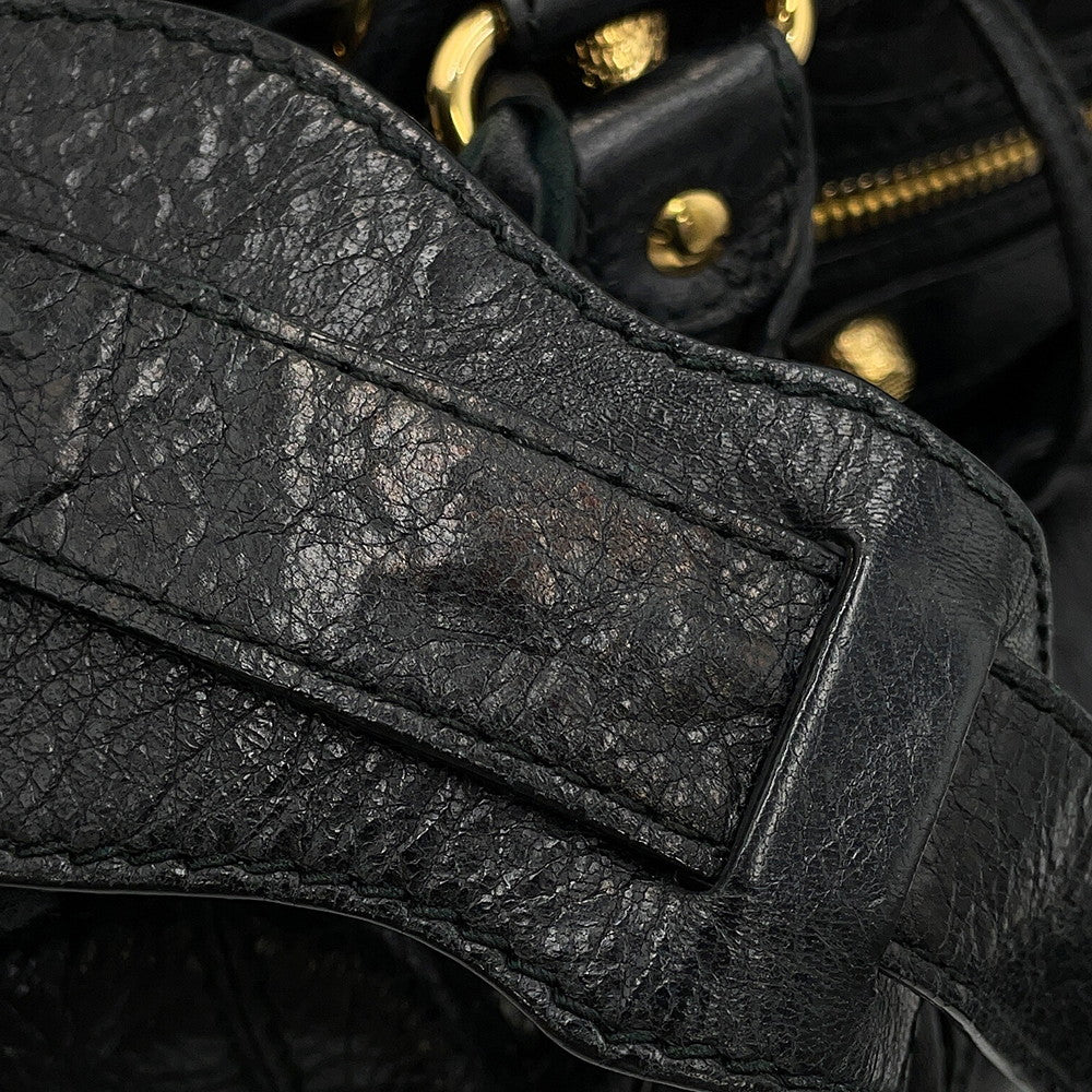 BALENCIAGA giant mini pom pom Black285439 Leather