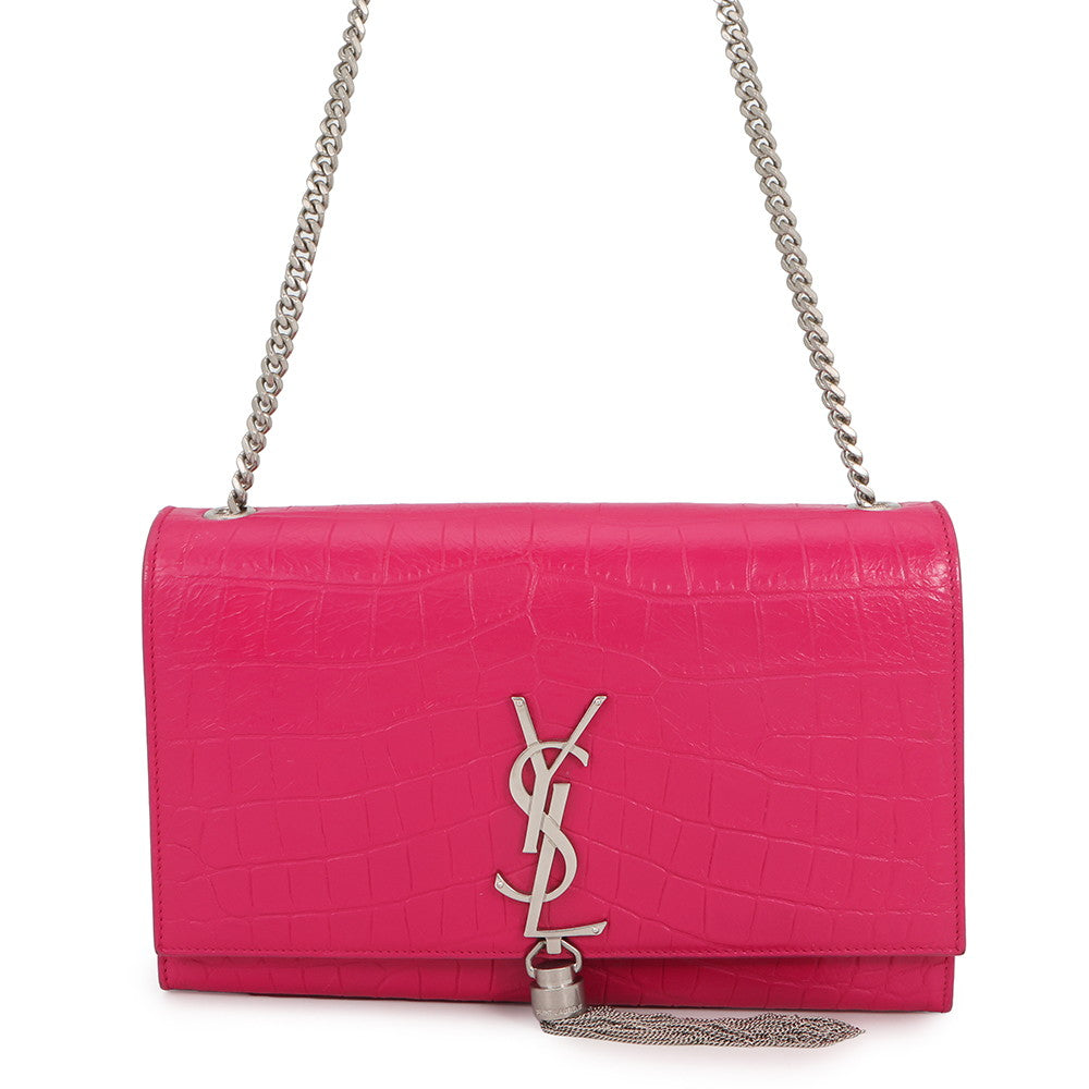 SAINT LAURENT PARIS Kate ChainShoulder Pink354119 Croco embossed leather Size Medium