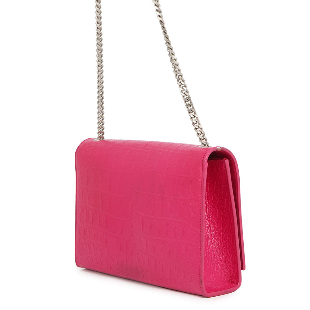 SAINT LAURENT PARIS Kate ChainShoulder Pink354119 Croco embossed leather Size Medium