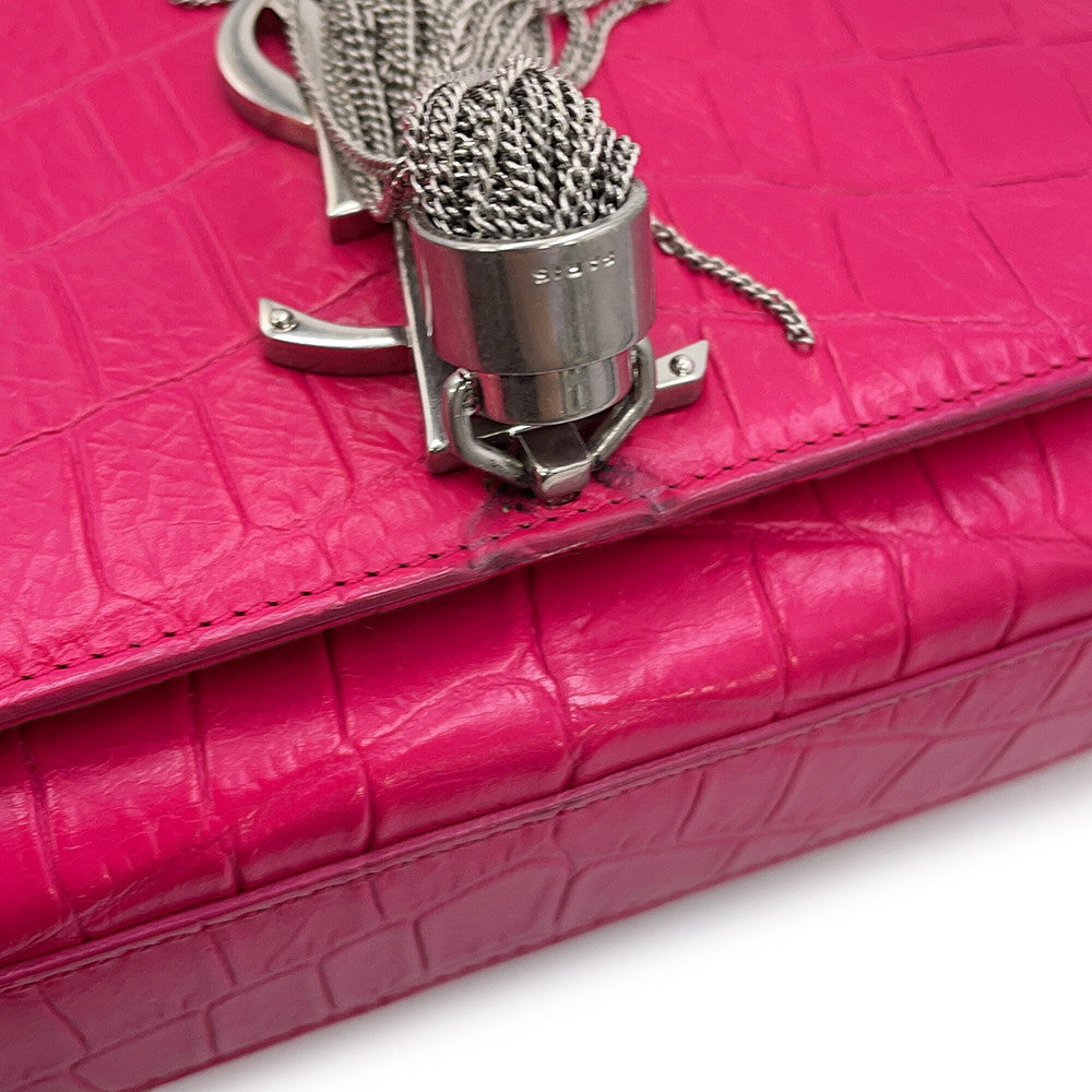 SAINT LAURENT PARIS Kate ChainShoulder Pink354119 Croco embossed leather Size Medium