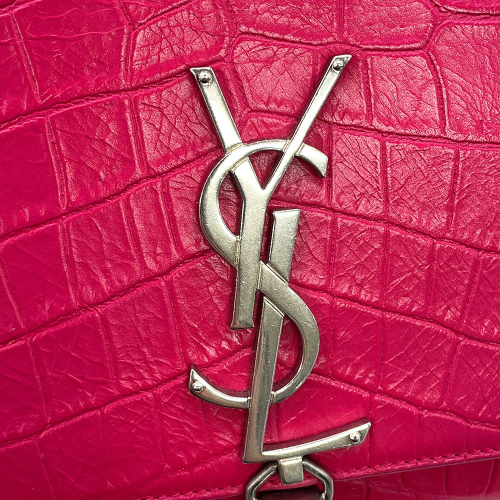 SAINT LAURENT PARIS Kate ChainShoulder Pink354119 Croco embossed leather Size Medium