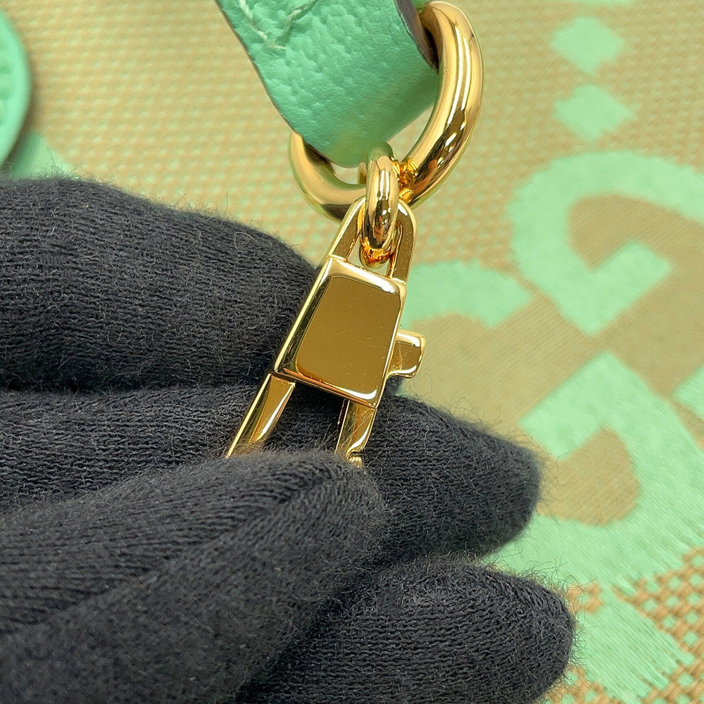 GUCCI Jumbo GG Canvas Mini Tote Beige/Light Green671623 Jumbo GG Canvas Leather