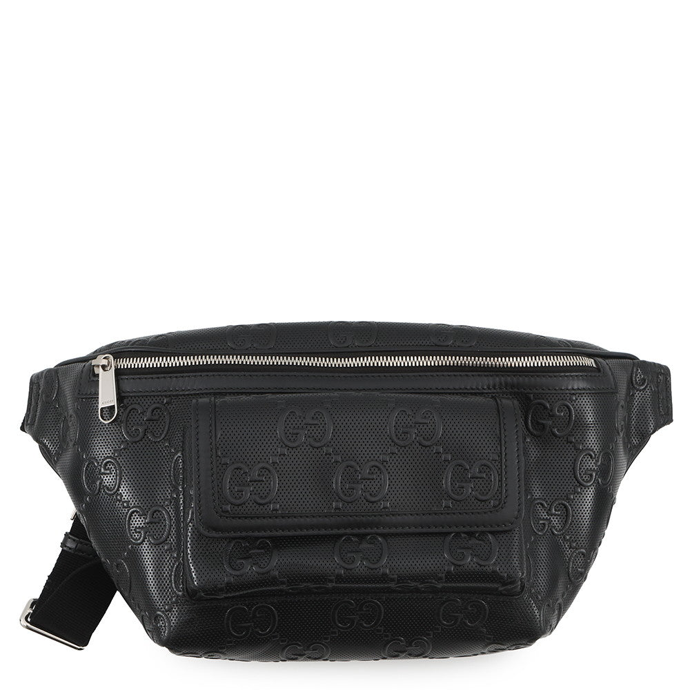 GUCCI GG embossed belt bag Black645093 Leather