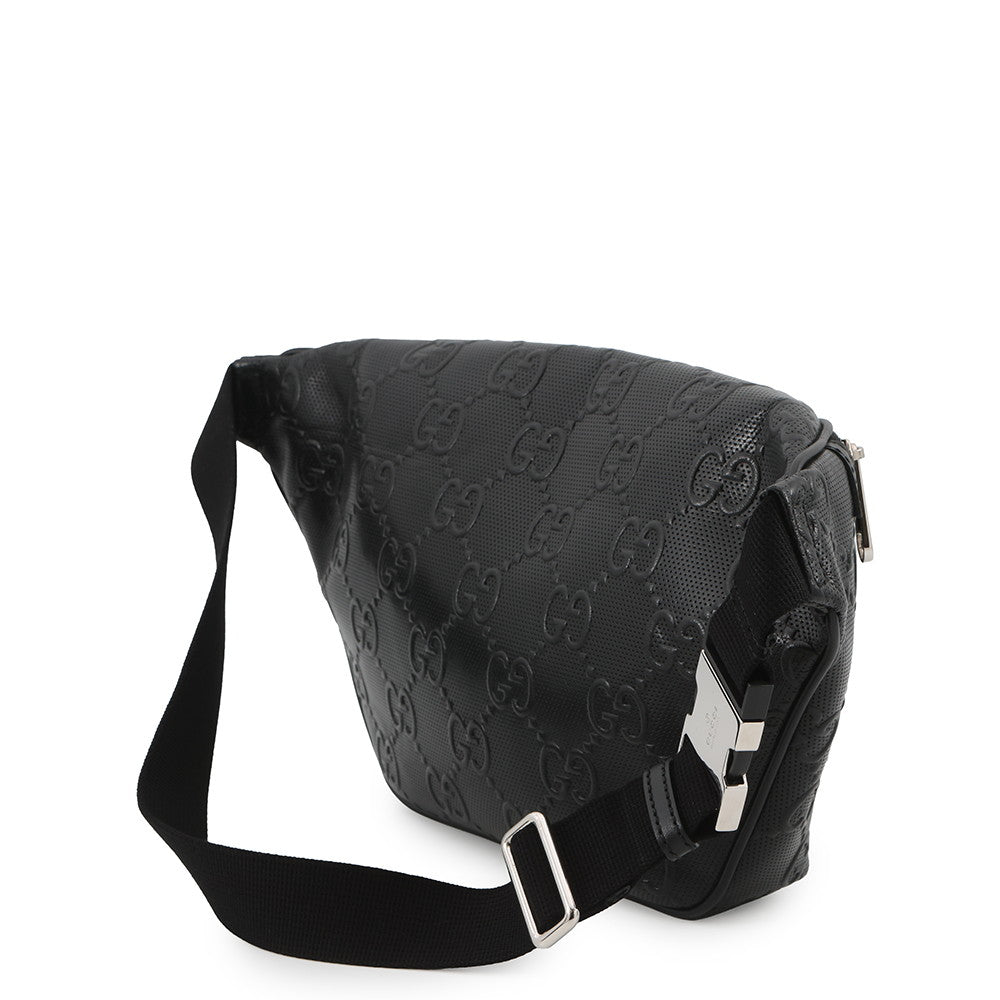 GUCCI GG embossed belt bag Black645093 Leather