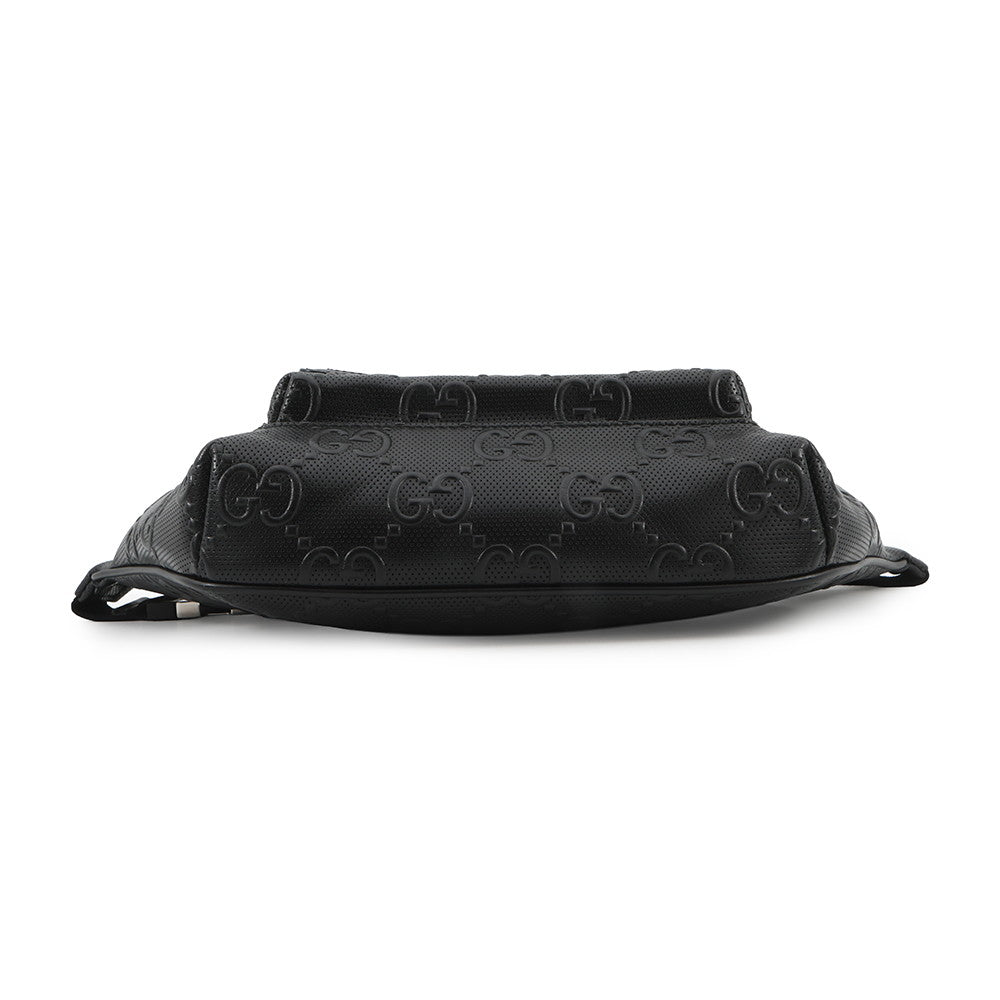 GUCCI GG embossed belt bag Black645093 Leather