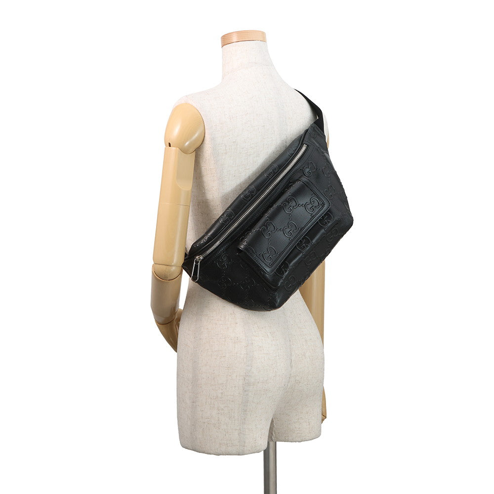 GUCCI GG embossed belt bag Black645093 Leather