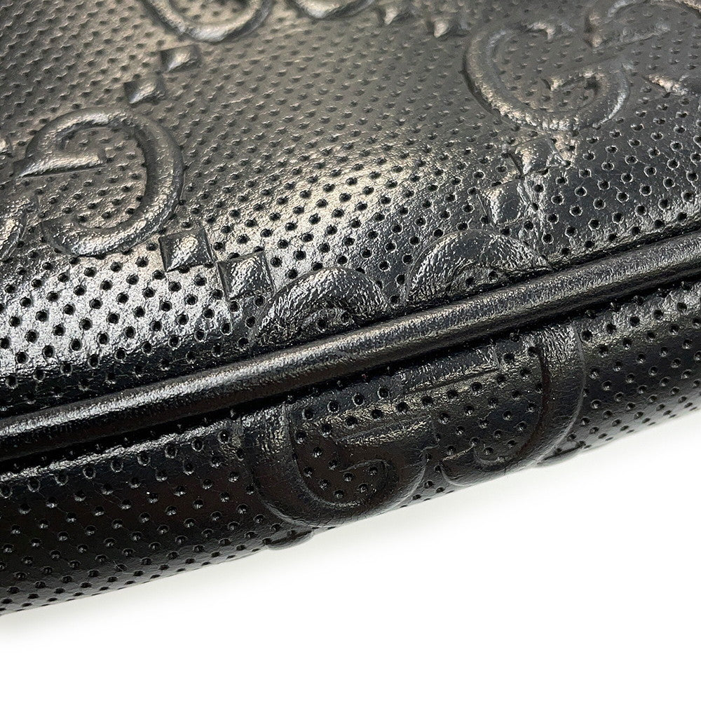 GUCCI GG embossed belt bag Black645093 Leather
