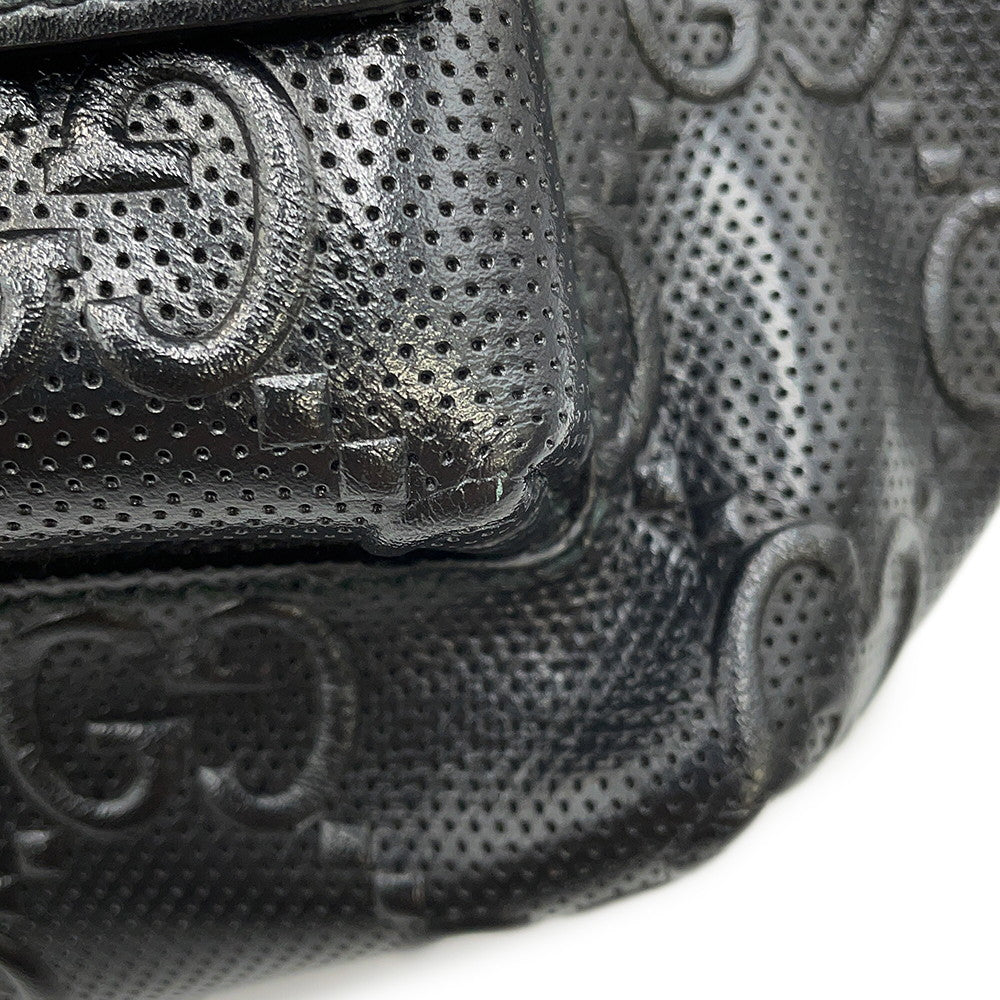 GUCCI GG embossed belt bag Black645093 Leather