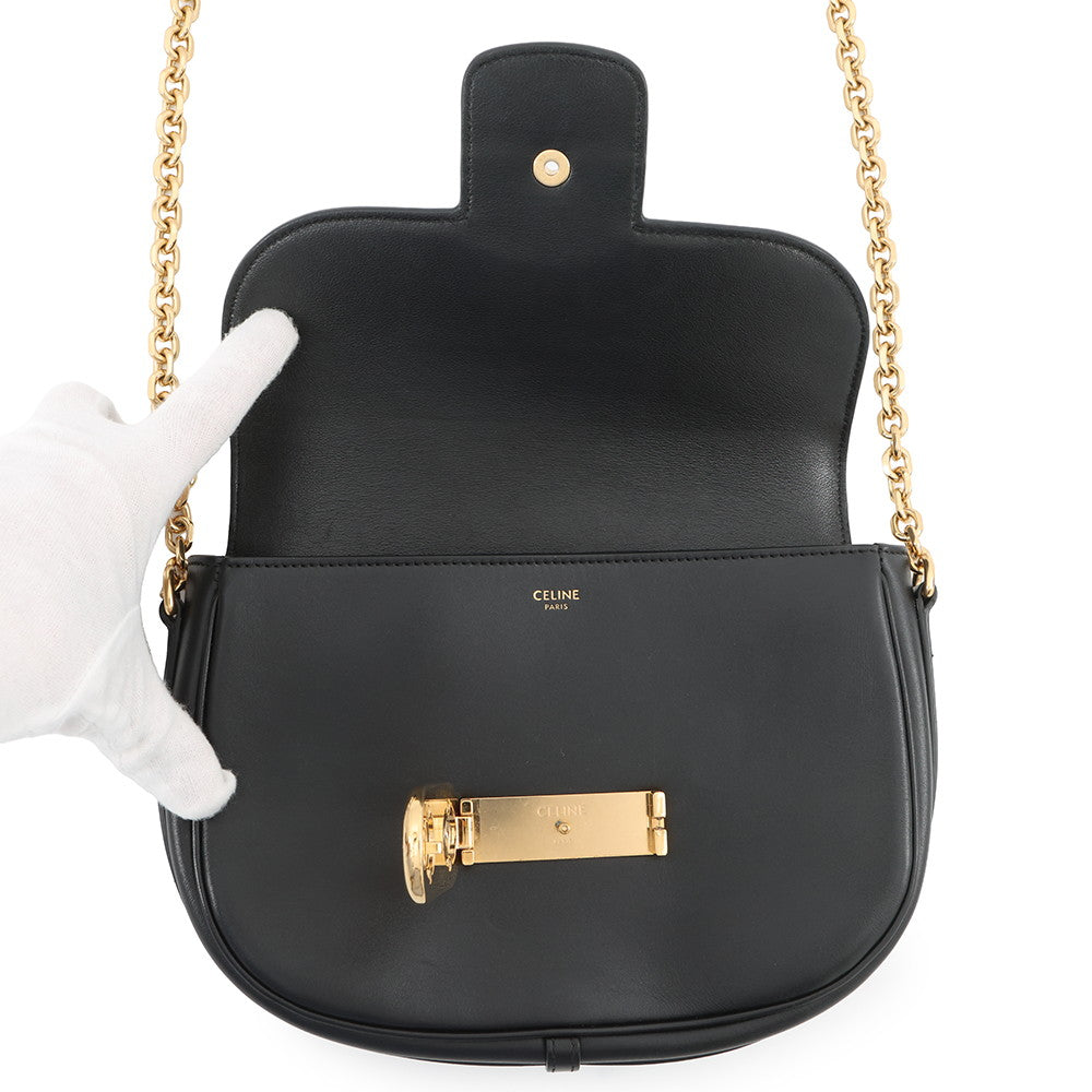 CELINE Triomphe Maillon Chain Shoulder Black19134 Leather