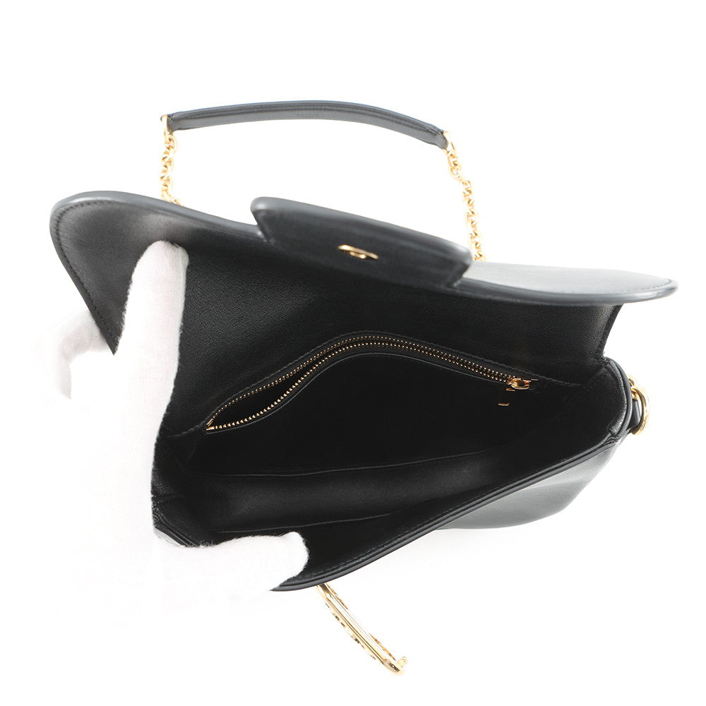 CELINE Triomphe Maillon Chain Shoulder Black19134 Leather