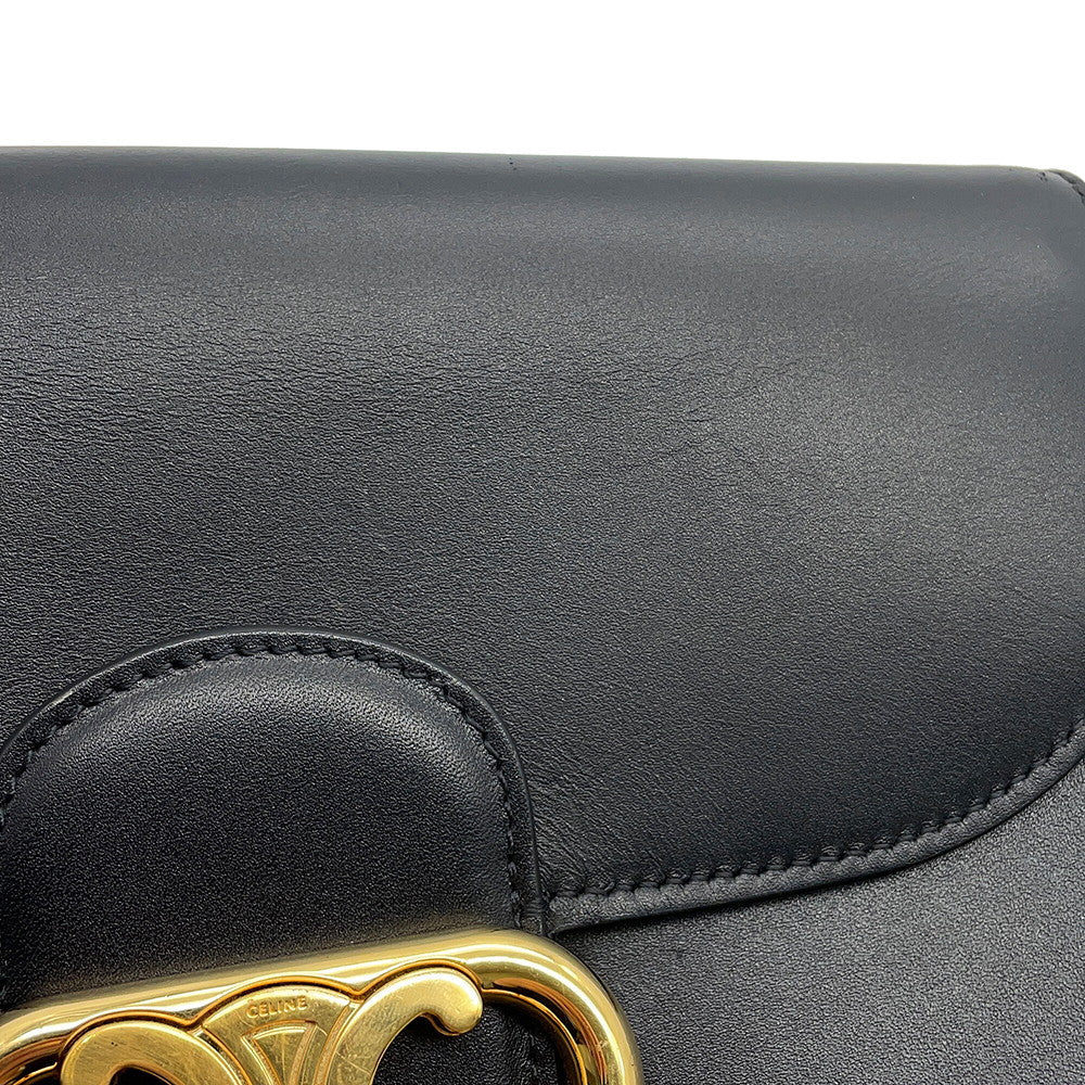 CELINE Triomphe Maillon Chain Shoulder Black19134 Leather