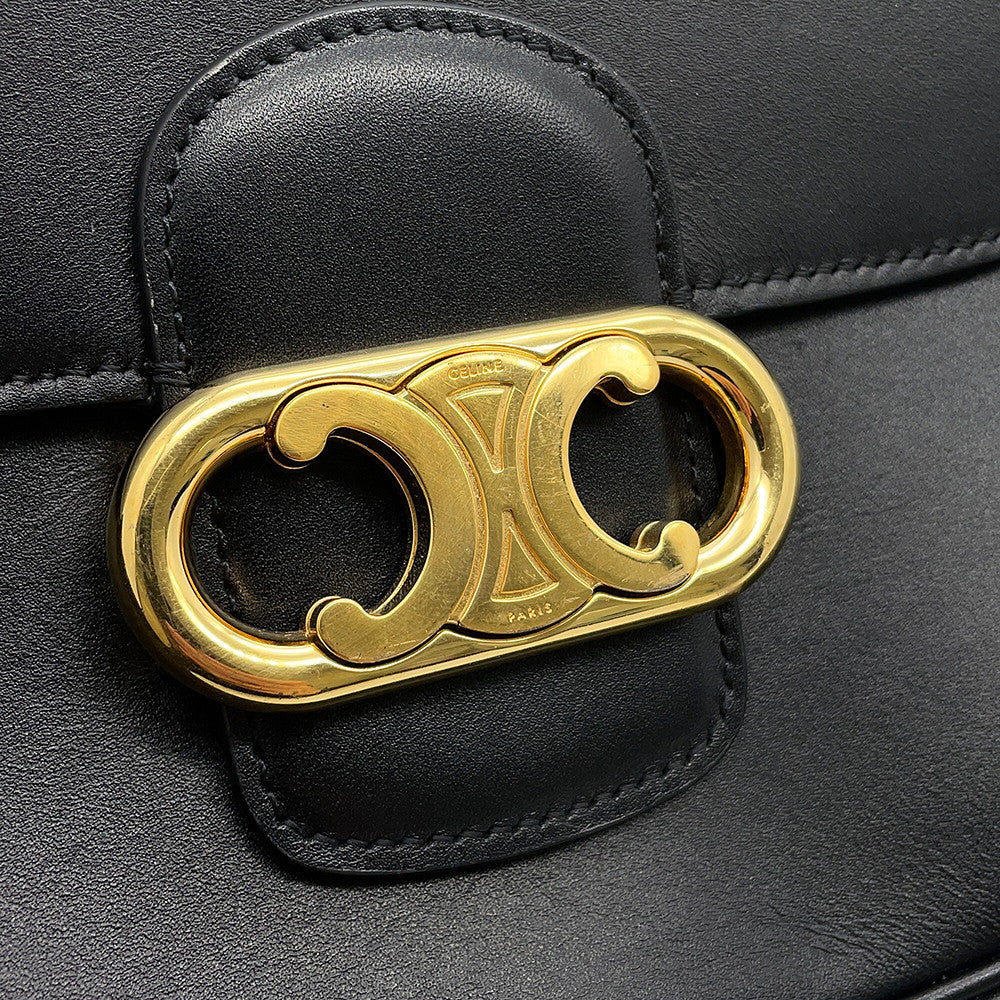 CELINE Triomphe Maillon Chain Shoulder Black19134 Leather