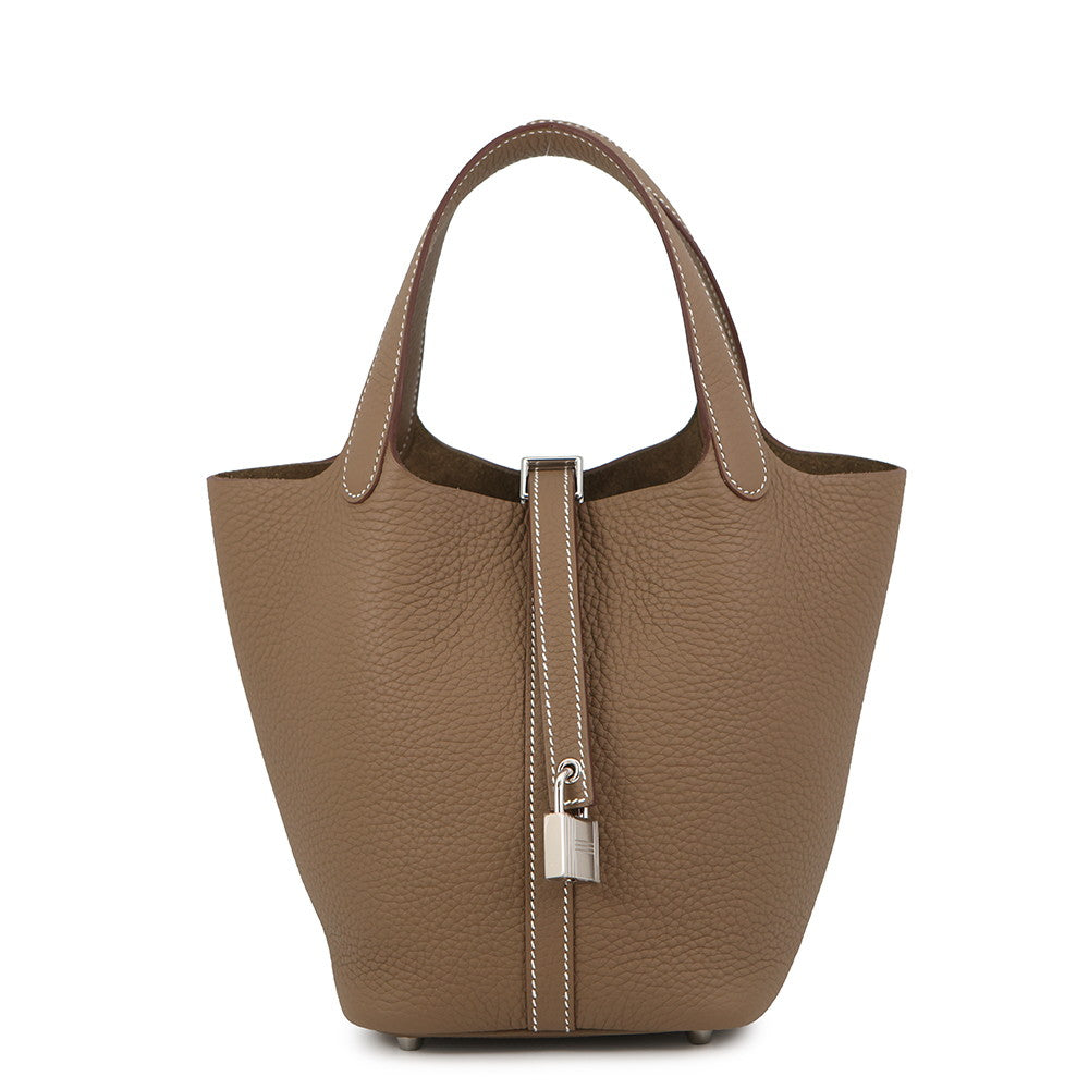 HERMES Picotin Lock Etoupe Taurillon Clemence Size PM