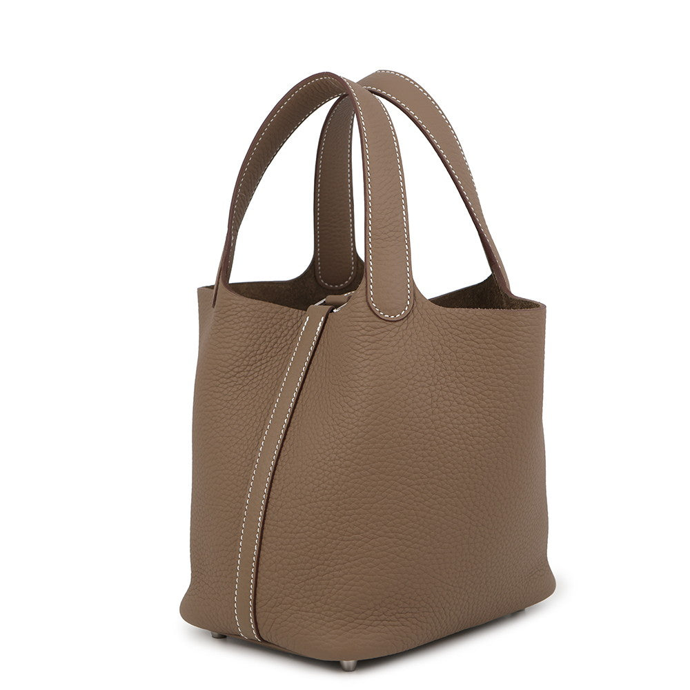 HERMES Picotin Lock Etoupe Taurillon Clemence Size PM