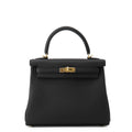 HERMES Kelly Retourne Black Togo Leather Size 25