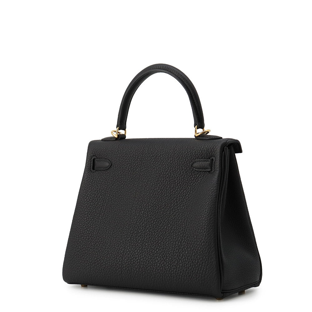 HERMES Kelly Retourne Black Togo Leather Size 25