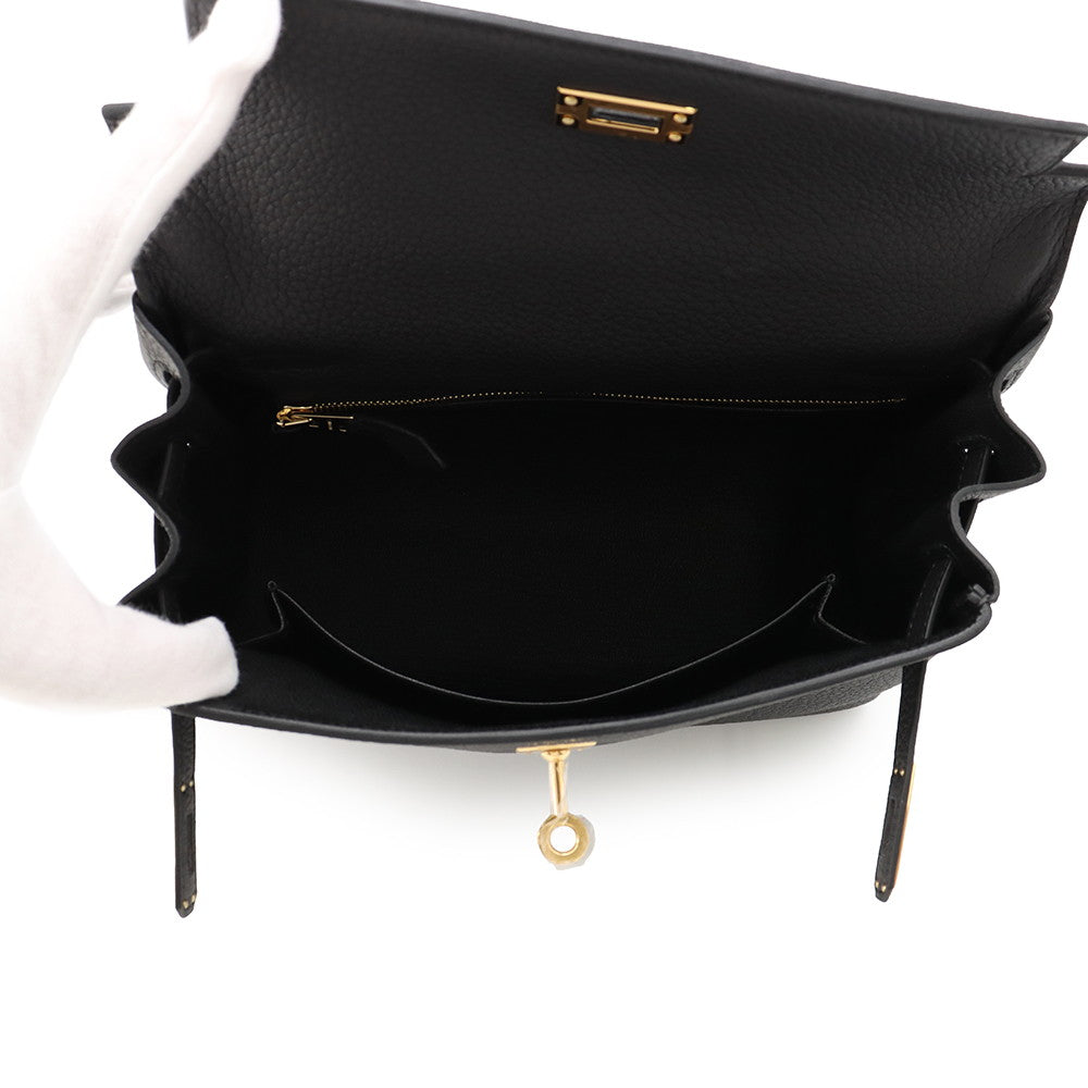 HERMES Kelly Retourne Black Togo Leather Size 25