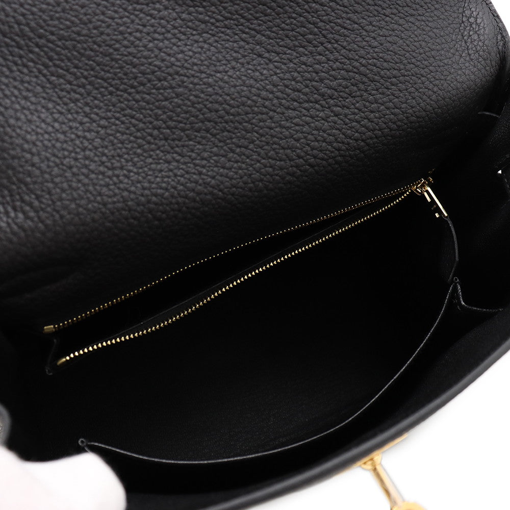 HERMES Kelly Retourne Black Togo Leather Size 25