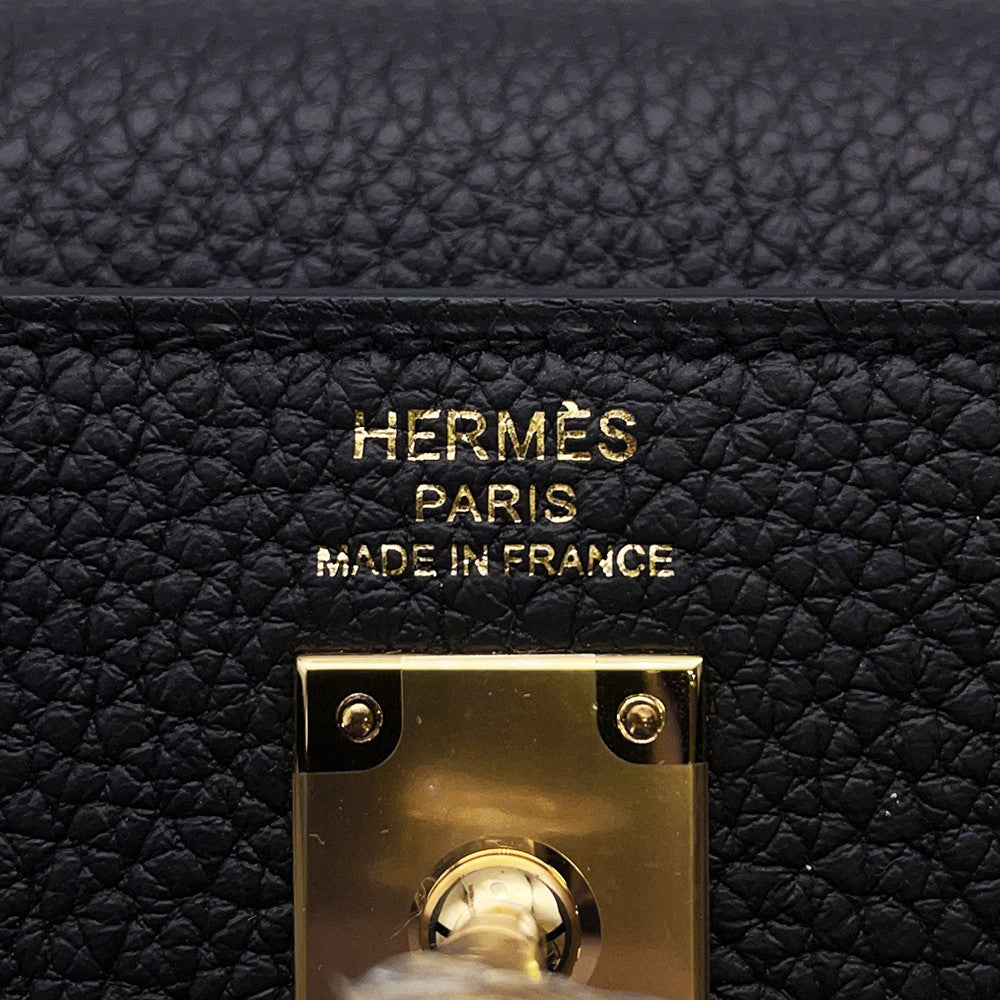 HERMES Kelly Retourne Black Togo Leather Size 25