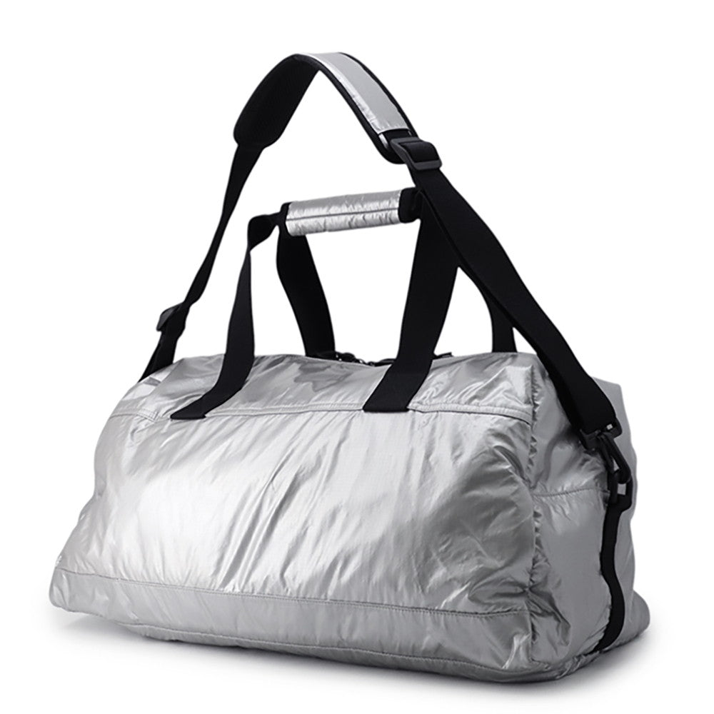 SAINT LAURENT PARIS Nook's Duffle 2-way Travel Bag Silver/Black581374 Nylon Canvas