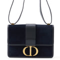 Dior 30Montaigne Shoulder Bag Navy Velvet Leather