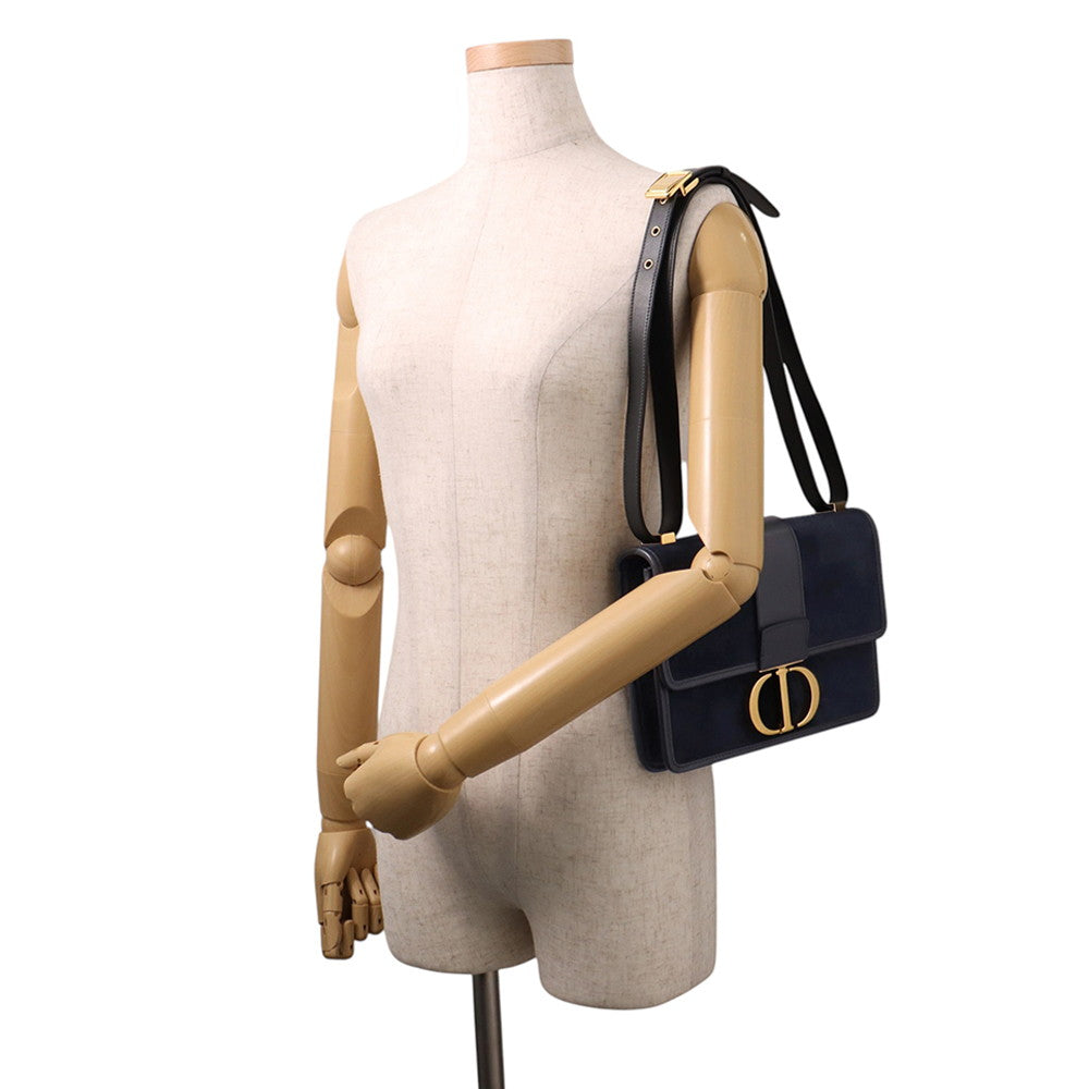 Dior 30Montaigne Shoulder Bag Navy Velvet Leather