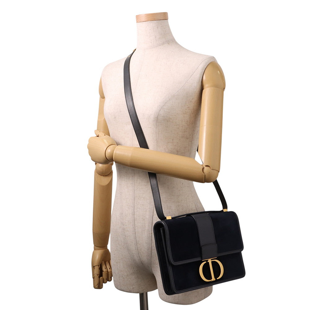 Dior 30Montaigne Shoulder Bag Navy Velvet Leather