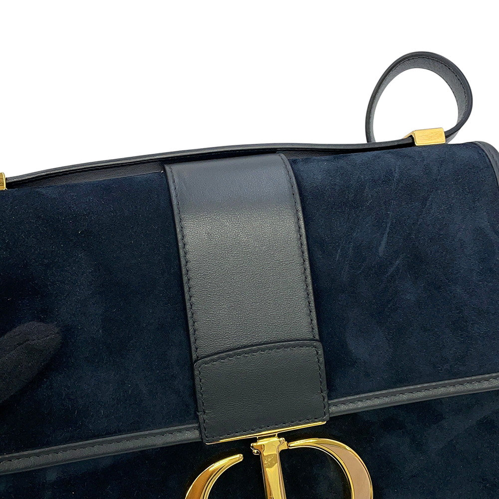 Dior 30Montaigne Shoulder Bag Navy Velvet Leather