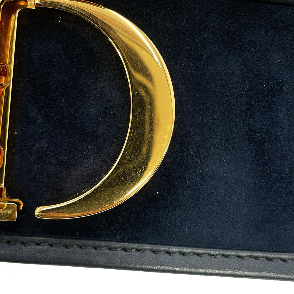 Dior 30Montaigne Shoulder Bag Navy Velvet Leather