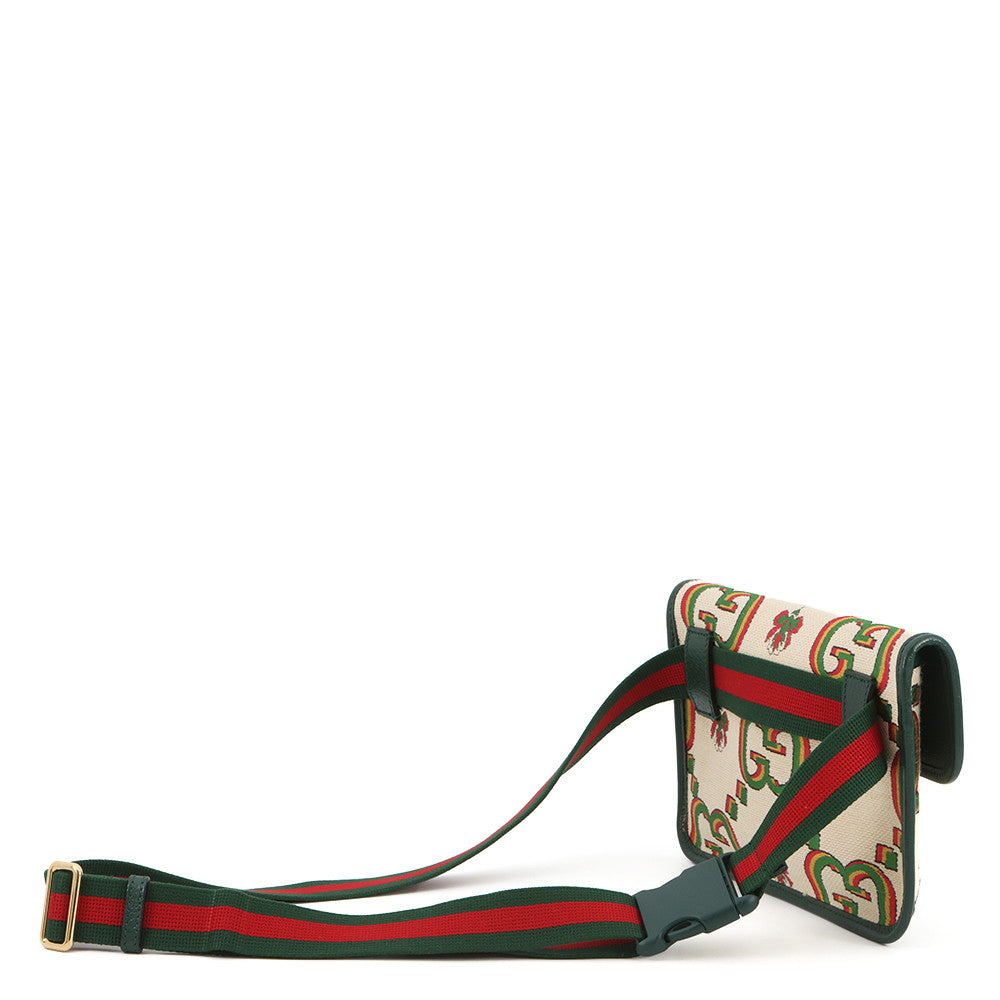GUCCI Crossbody Bag 100th Anniversary Beige/Green493930 Canvas Leather
