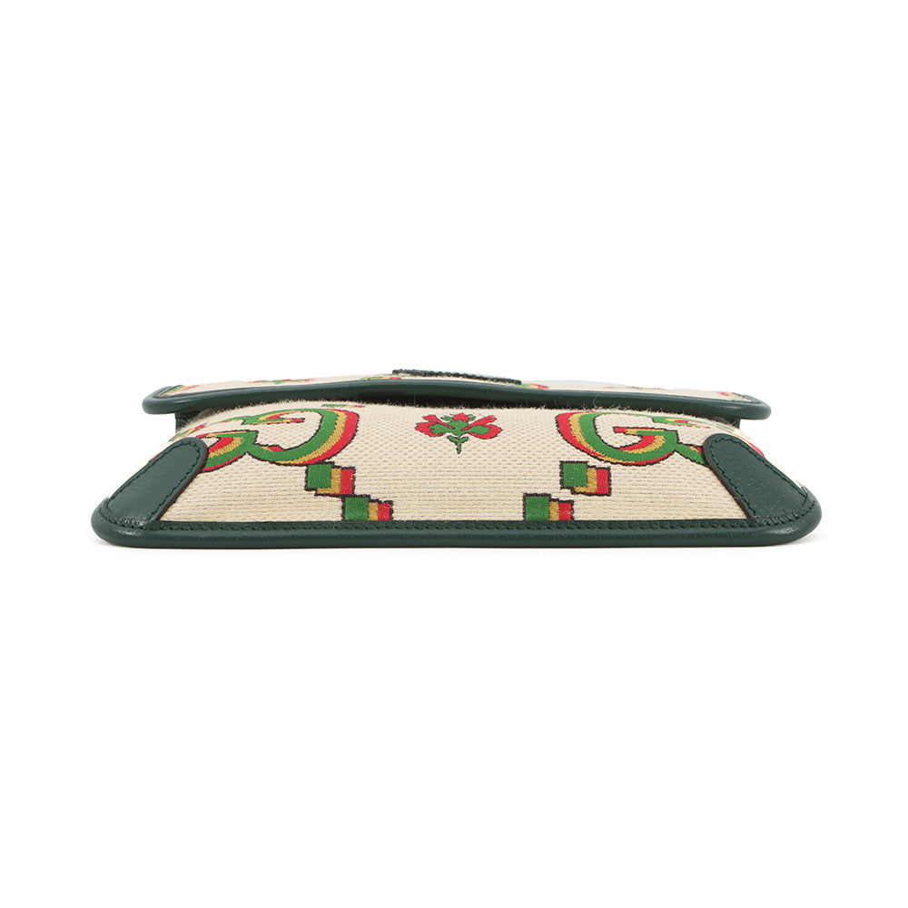GUCCI Crossbody Bag 100th Anniversary Beige/Green493930 Canvas Leather