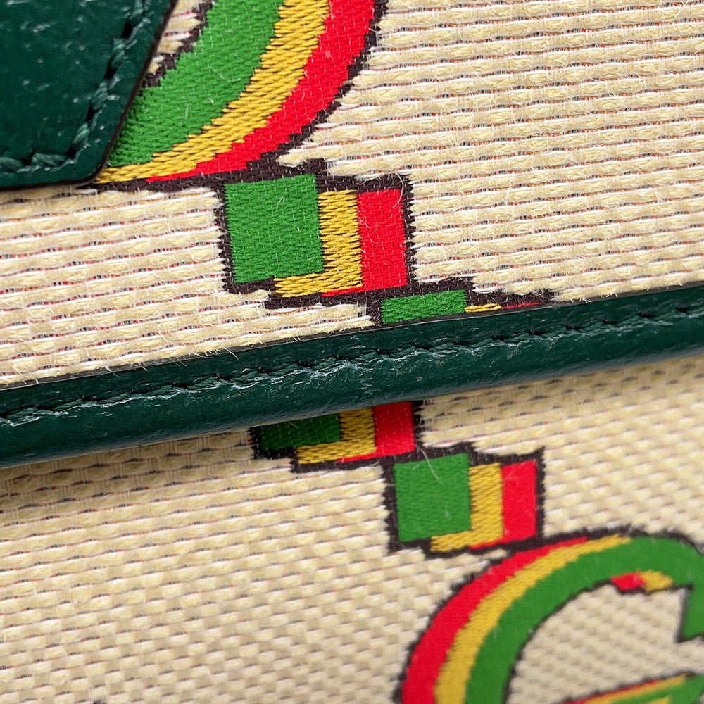 GUCCI Crossbody Bag 100th Anniversary Beige/Green493930 Canvas Leather