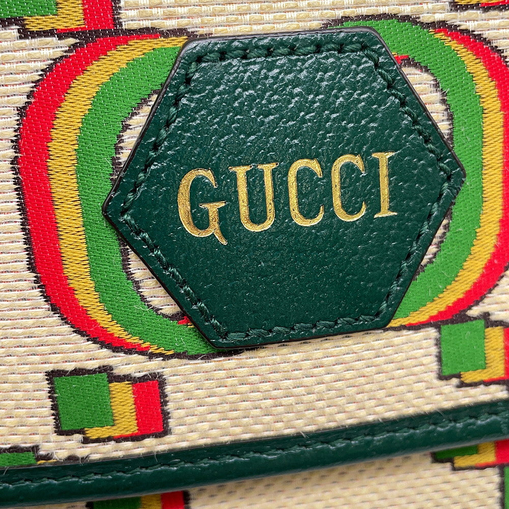 GUCCI Crossbody Bag 100th Anniversary Beige/Green493930 Canvas Leather
