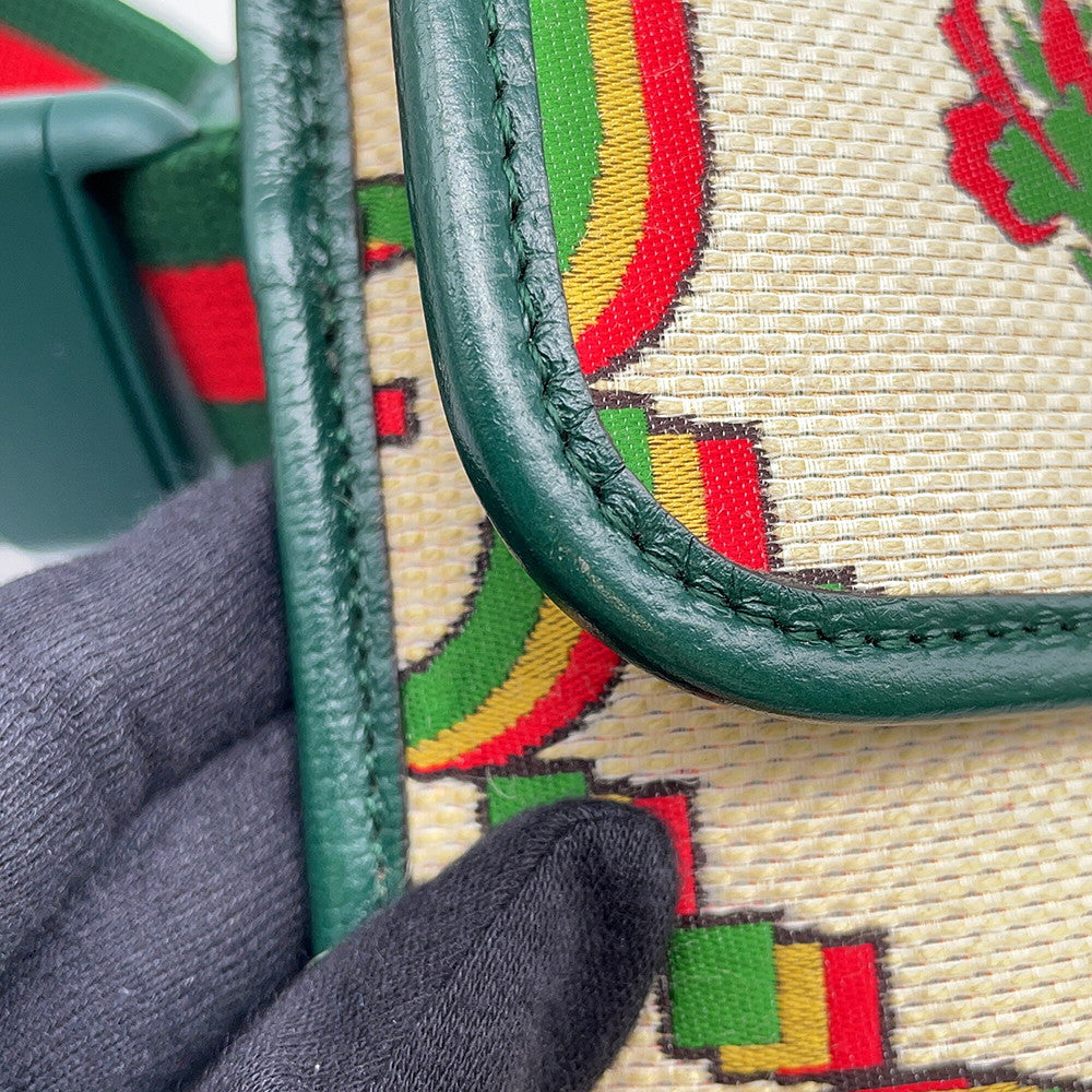 GUCCI Crossbody Bag 100th Anniversary Beige/Green493930 Canvas Leather