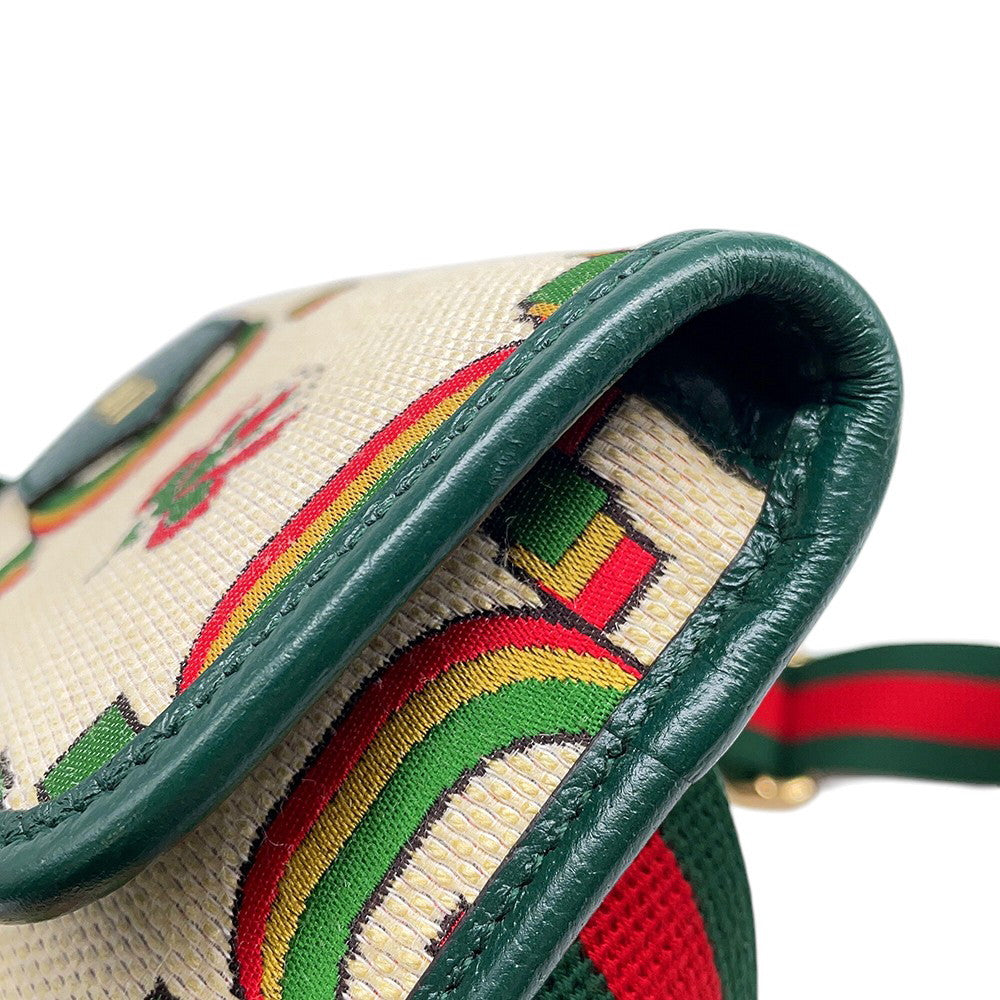 GUCCI Crossbody Bag 100th Anniversary Beige/Green493930 Canvas Leather