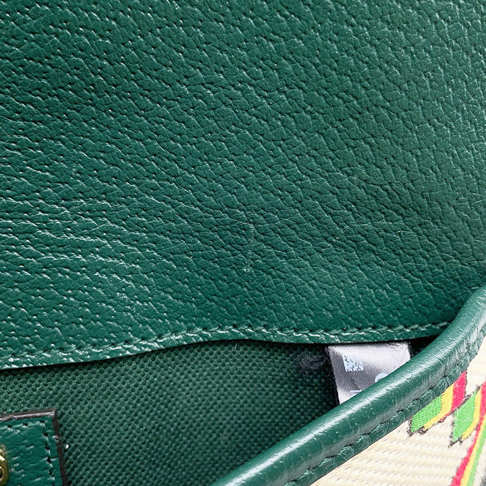 GUCCI Crossbody Bag 100th Anniversary Beige/Green493930 Canvas Leather