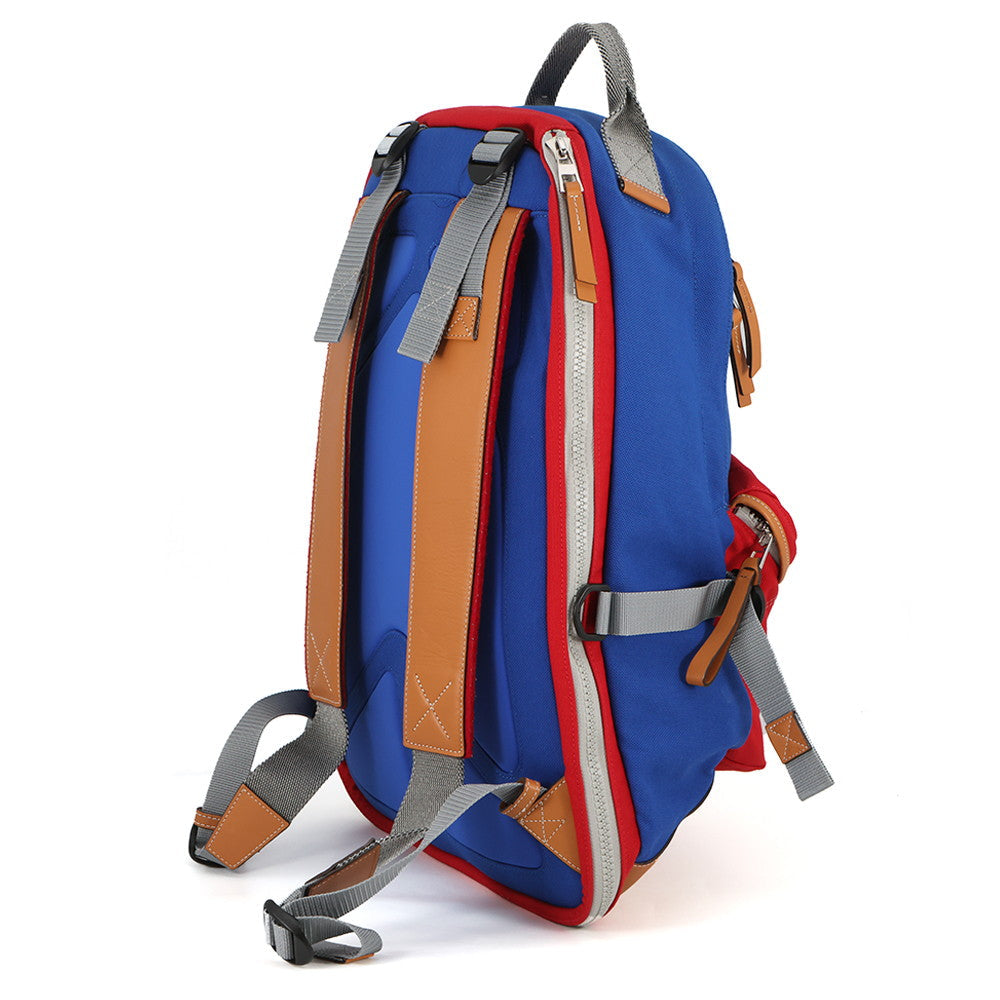 LOEWE iNature Backpack Blue/Red/Brown Canvas